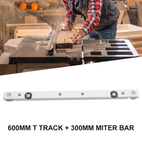 1 Set Aluminum Alloy Miter Track and Miter Bar Slider Table Saw Woodworking Tool 600Mm T Track + 300Mm Miter Bar