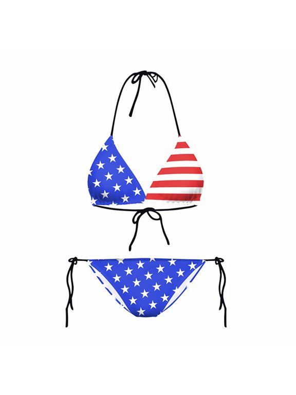1 Set American Flag Bikini for Two Piece Swimsuit Beach Swimwear