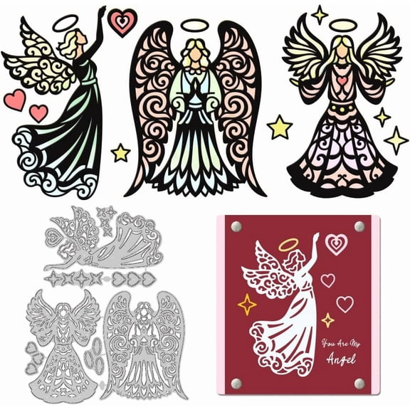 1 Set Angel Theme Carbon Steel Cutting Dies Stencils for DIY Scrapbooking Photo Album Decorative Embossing Paper Card 80~156x109~115x0.8mm
