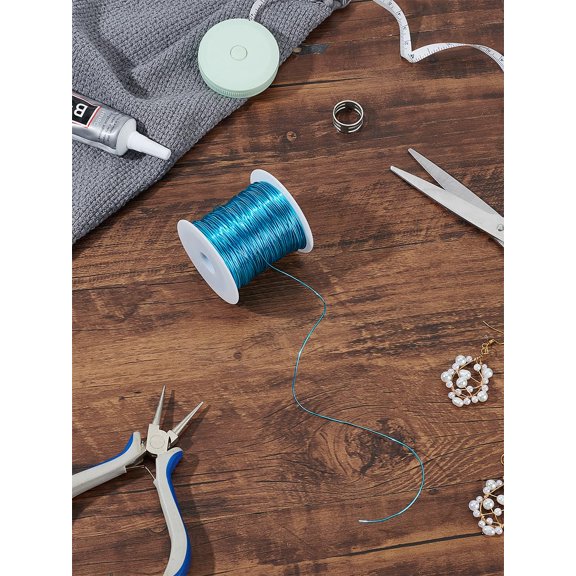 1 Set Anodized Aluminum Wire Round Bendable Metal Craft Wire Flexible Craft Wire Dark Turquoise 0.8mm about 196.85 Feet(60m)/Set