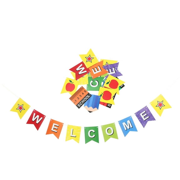 Welcome Back to School Banner Set Made of Paper for Decor Multi Color 1 Set 6.5 Feet
