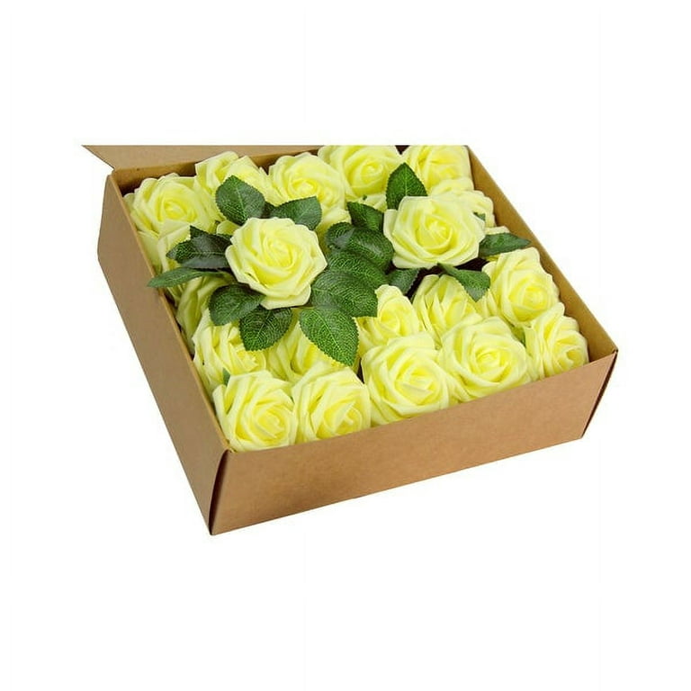 1 Set, Artificial Diy Foam Rose Stems (50 Pcs) - Pastel Yellow for Home,  Event Venue, and Craft Project 