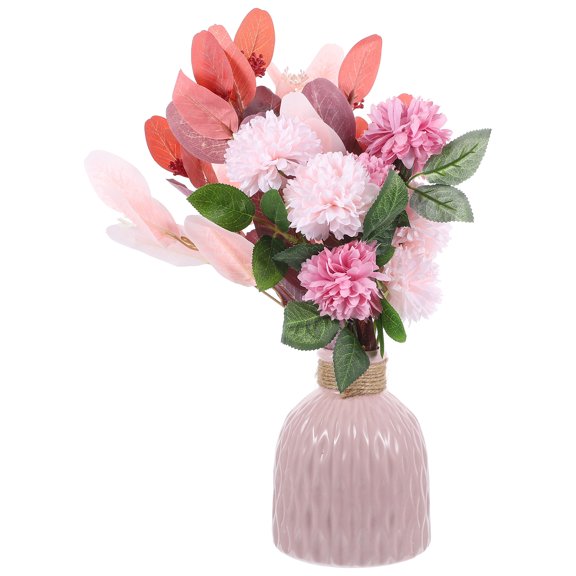 CIMAXIC Ceramic Vase Multi-Color Artificial Hydrangea for Home Use 1Set
