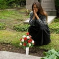 thumbnail image 1 of 1 Set Artificial Roses for Cemetery Memorials, Bouquet with Vase, Funeral Floral Decorations,1 Set Cemetery Memorial Artificial Flower Rose Bouquet with Vase Sympathy Floral Decor, 1 of 6