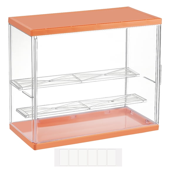 1 Set Assembled Rectangle Acrylic Action Figures Display Boxes 3-Tier Minifigures Case for Model Toy Display Orange 27.5x13.5x22.8cm