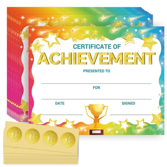 1 Set Award Certificate Holders Diploma Holders Rectangle 8 Sheets Self Adhesive Gold Foil Embossed Stickers 20x25cm for DIY