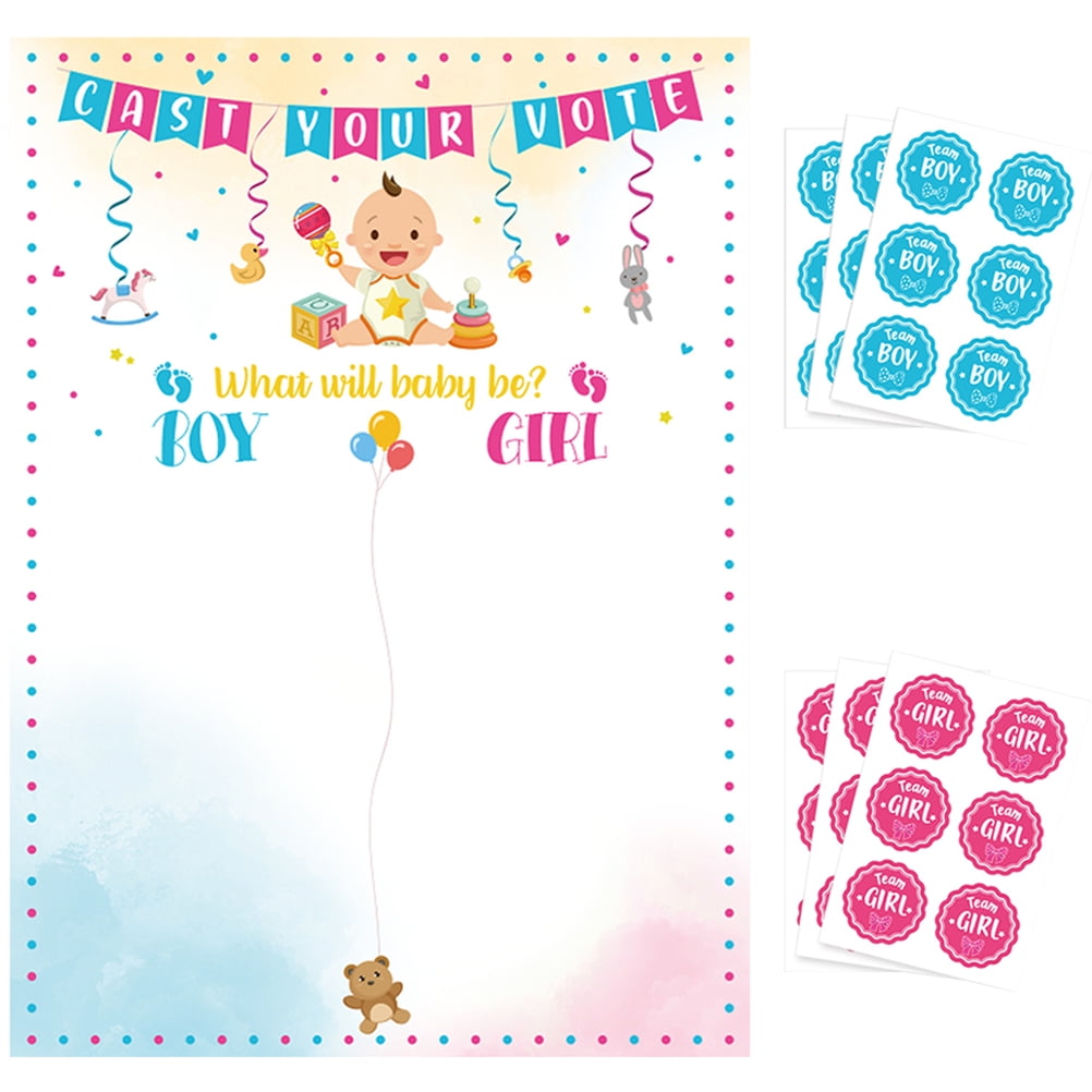 1 Set Baby Gender Reveal Poster Baby Shower Party Decoration Baby Gender Game Props