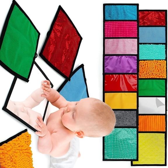 1 Set Baby Sensory Development Mat Various Textures Machine Washable Foldable For Haptic Learning Color Recognition