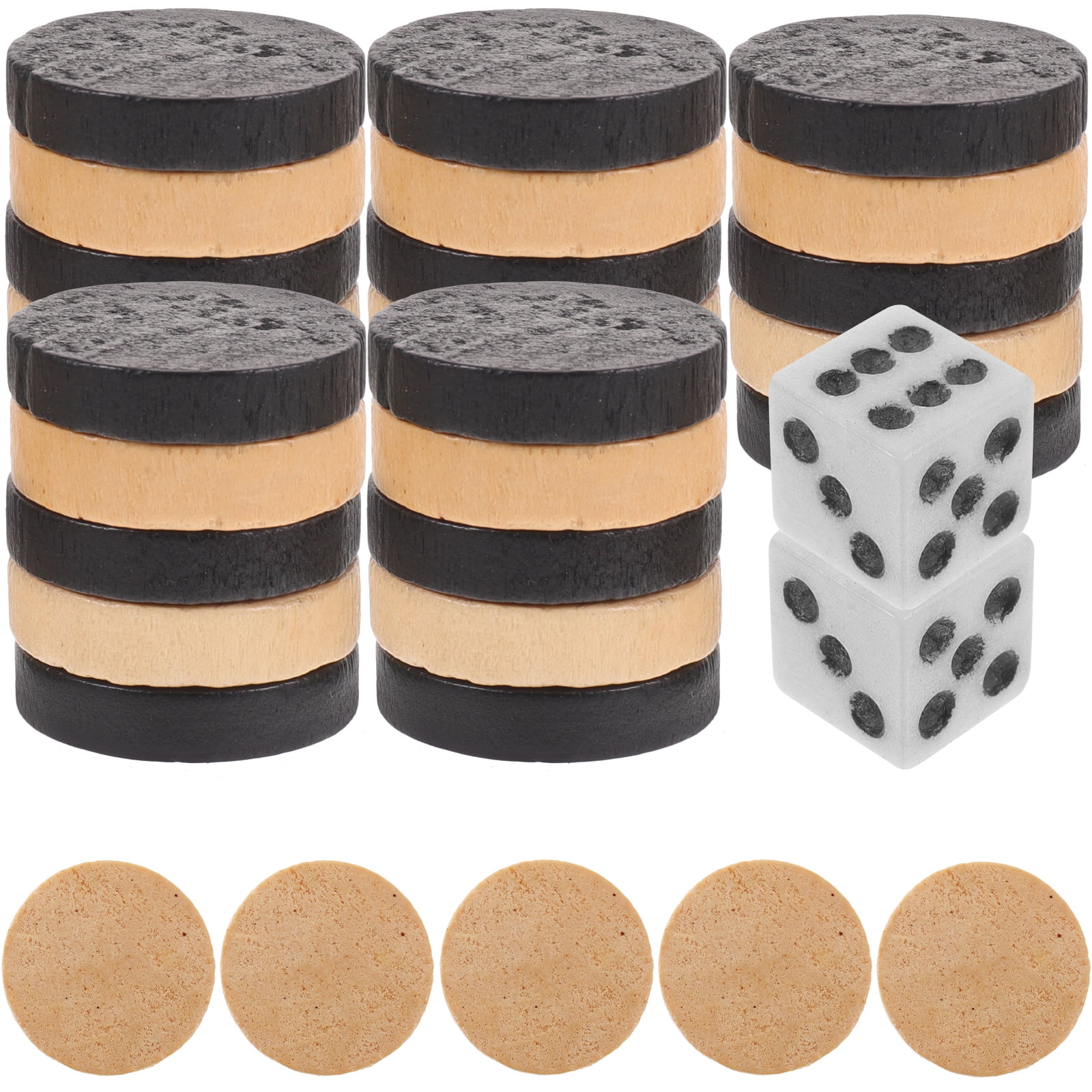 Leifggao 1 Set Wooden Backgammon Pieces Checkers Chess Pieces Board Game Accessories
