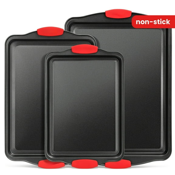 1 Set Baking Sheet - Carbon Steel Baking Pans Set, Non-Stick Grilling Trays & Oven Accessories - Baking Tools & Kitchen Gadgets for Baking, Roasting & Cooking