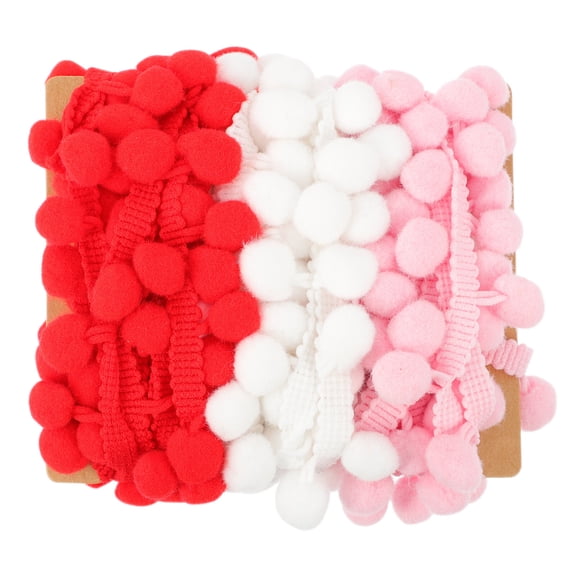 1 Set Ball Fringe Pom Pom Trim Ribbon Dress Stage Garment Curtain DIY Decor