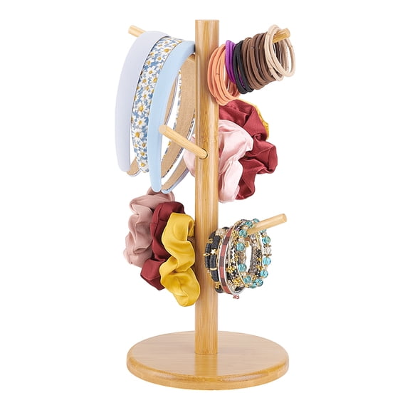 1 Set Bamboo Coffee Cup Holder Stand with 6 Hooks Mug Holder Tree BurlyWood 160x345mm DIY