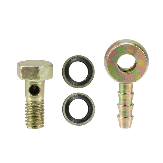 1 Set Banjo Bolt Kit M6x1 Brake Line Fitting Adapter with Copper Washers for Car Iron Bronze Tone