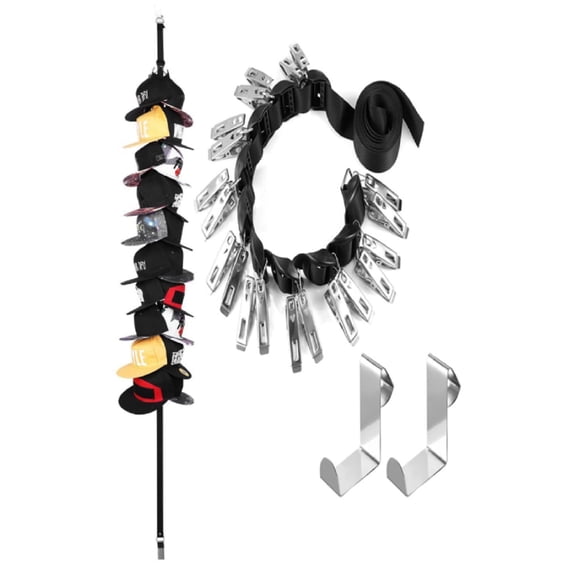 1-Set Baseball Cap Rack Storage Organizer, 20 Hat Hanger System for Closet and Door, Over Door Cap Holder for Baseball Caps, Snapbacks and Visors TIKA