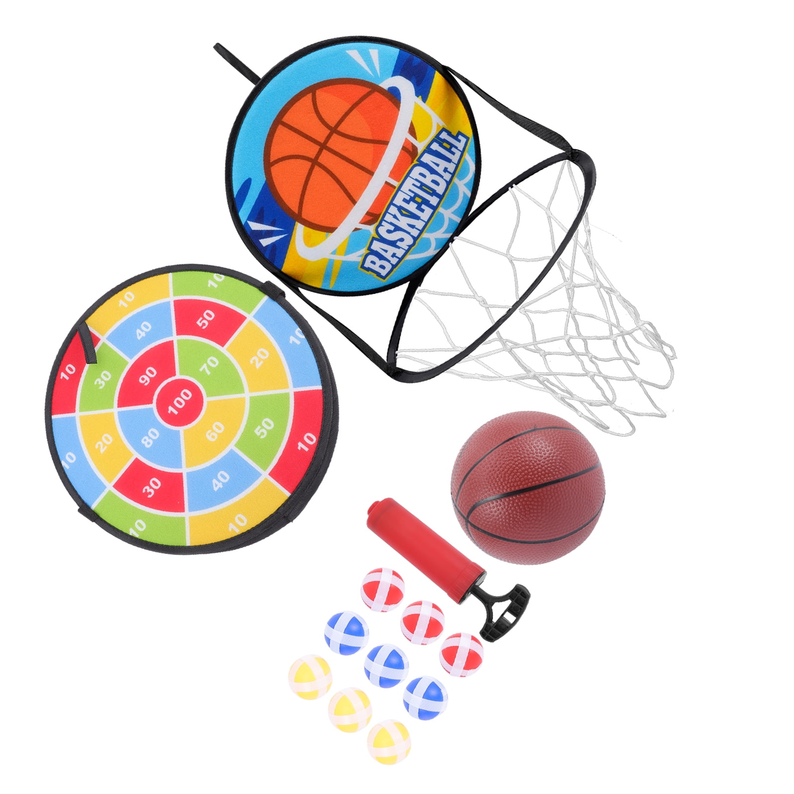 1 Set Basketball Hoop Board Game Double Sided Dart Board Sticky Ball