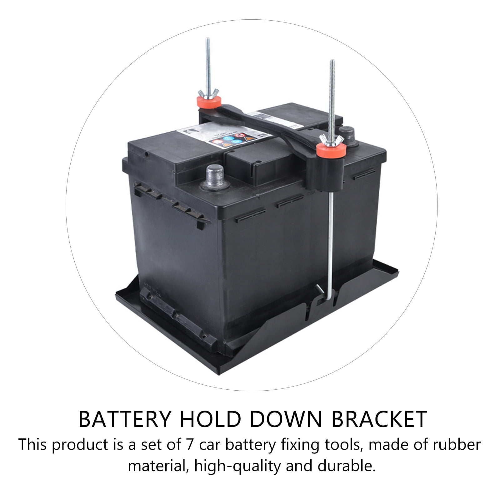 1 Set Battery Hold Down Bracket with J Hook Bolts Rubber Battery Holder