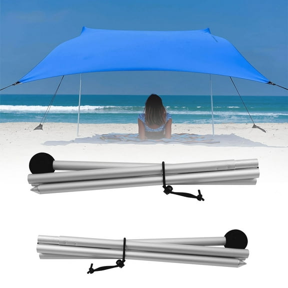 1 Set Beach Tent Poles Replacement, Family Beach Tent Extra Replacement Aluminum Foldable Poles with Ground Stakes, for Camping, Parties, Fishing, Hiking