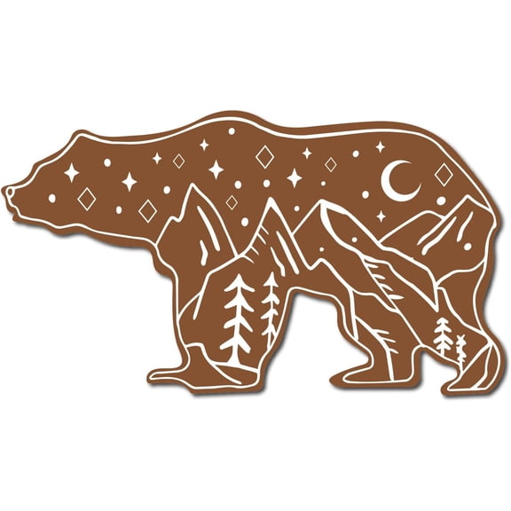 1 Set Bear Wood Sign Mountain Decor Cactus Animal Wall Art Wooden Sculpture Witch Decoration with Hook for Farmhouse Home Office Living Room Housewarming Gift Christmas Decor 12 x 6.7 Inch(Brown)