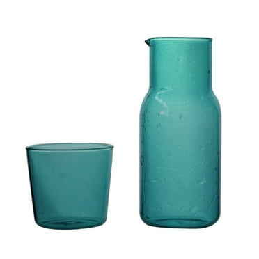 1 Set Bedside Water Carafe Glass Set, Nightstand carafe with Tumbler Glass Set, Glass Mouthwash Bottle for Bathroom