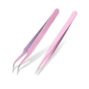 1 Set Bend+Straight Tweezers Stainless Steel Tweezers Sewing Accessories Tools
