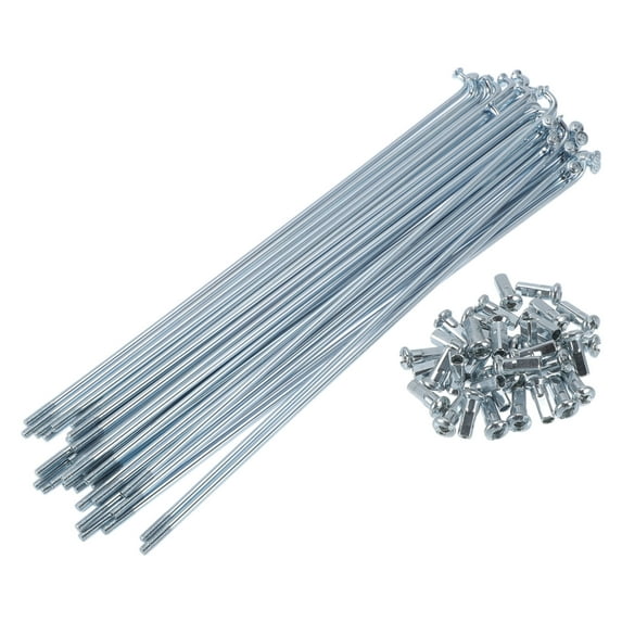 Unique Bargains 1 Set Bicycle Spokes 12G Bike Wheel Spokes Universal Carbon Steel Galvanized Nipple Silver Tone-183mm