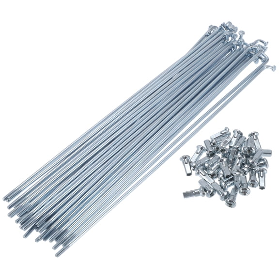 Unique Bargains 1 Set Bicycle Spokes 12G Bike Wheel Spokes Universal Carbon Steel Galvanized Nipple Silver Tone-200mm