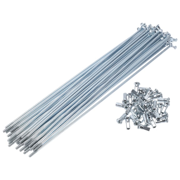 Unique Bargains 1 Set Bicycle Spokes 12G Bike Wheel Spokes Universal Carbon Steel Galvanized Nipple Silver Tone-215mm