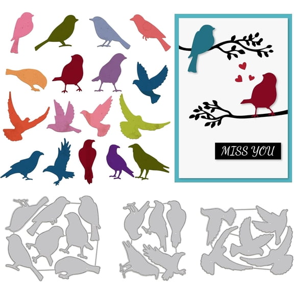 1 Set Bird Theme Cutting Dies Dove Embossing Stencil Template Crow Carbon Steel Crafting Die Cut for Card Making Scrapbooking Photo Album Decoration