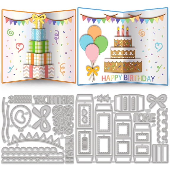 1 Set Birthday Carbon Steel Cutting Dies Stencils for DIY Scrapbooking Photo Album Decorative Embossing Paper Card Stainless Steel Color Box