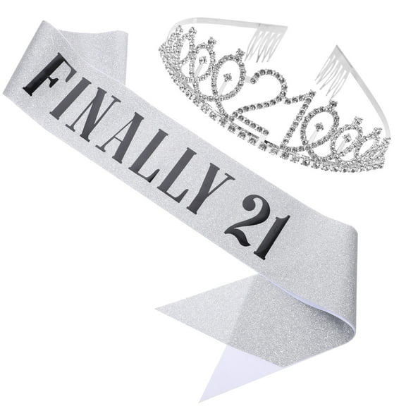 1 Set Girls 21st Birthday Sash and Headdress Party Decoration Accessories for Celebration