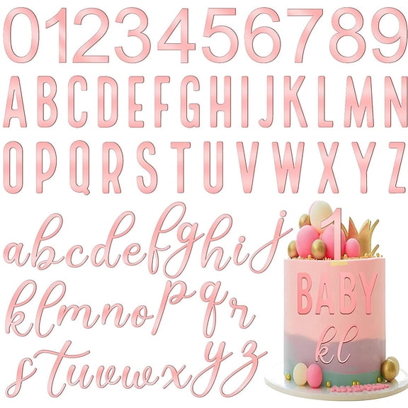 1 Set Birthday Theme Mirror Effect Acrylic Birthday Cupcake Insert Card Decoration Cake Toppers Number Letter Silver 21~66x66x6~56.5x0.6mm 124pcs/set