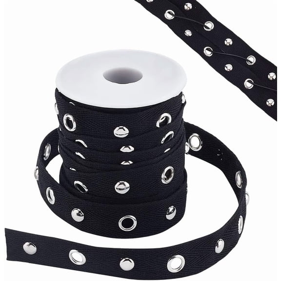 1 Set Black Cotton Grommet Trim 10 Yards 3/4 inch 6mm Eyelet Rings Modern Style Solid Pattern Casual Occasion