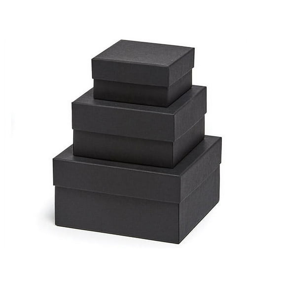 1 Set, Black Kraft Nested Boxes, Small 3 Piece Set for Gourmet Food Towers or Stacking Gift Sets, Made in USA