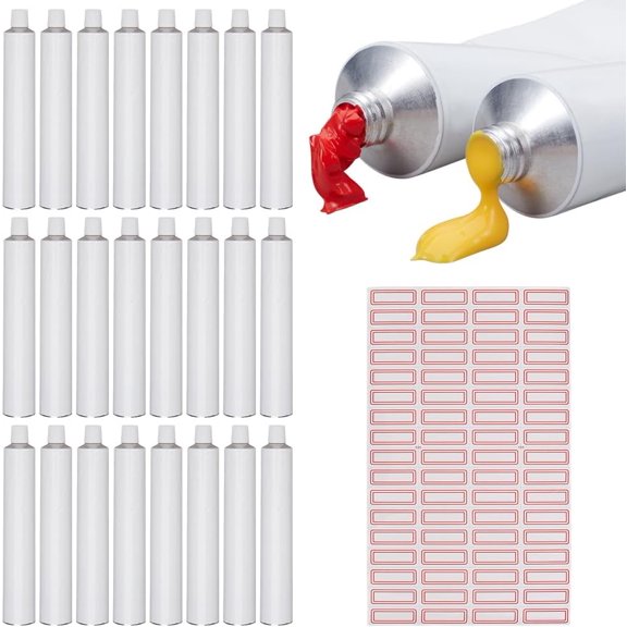 1 Set Blank Aluminum Tube for Oil Paint Self-adhesive Blank Label Paper Rectangle White 140x22mm