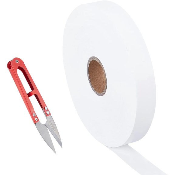 1 Set Blank Sewing Cloth Labels with Stainless-Steel Scissor White 3/4 inch(20mm) 200m/roll