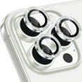 thumbnail image 1 of 1 Set of Bling Diamond Camera Lens Protector for iPhone 15 Pro Max, HD Clear Tempered Glass Metal Camera Lens Protection Cover, Case Friendly, Scratch Proof for iPhone 15 Pro Max, Silver, 1 of 5