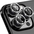 thumbnail image 1 of 1 Set of Bling Diamond Camera Lens Protector for iPhone 16 Pro Max, HD Clear Tempered Glass Metal Camera Lens Protection Cover, Case Friendly, Scratch Proof for iPhone 16 Pro Max, Black, 1 of 5