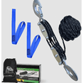 thumbnail image 1 of 1 Set Block and Tackle Pulley System, 1000 LB Capacity, 50 FT Reflective Rope Hoist with Metal Bearing Wheels and 2 Soft Loops, 1 of 8