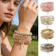 thumbnail image 1 of 1 Set Bohemian Beaded Bracelets for Women Bow Knot Charm Holiday Bracelets Stackable Stretch Bracelets for Beach Summer Vacation Party, 1 of 8