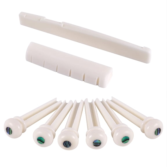 1 Set Bone Guitar Saddle Nut Bridge Pin For 6-String Acoustic Guitar