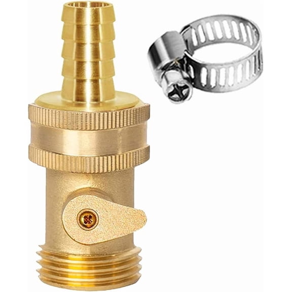 1 Set Brass 3/4 Inch GHT Shut Off Ball Valve 5/8 Barb Garden Water Hose Connector Clamp Fittings