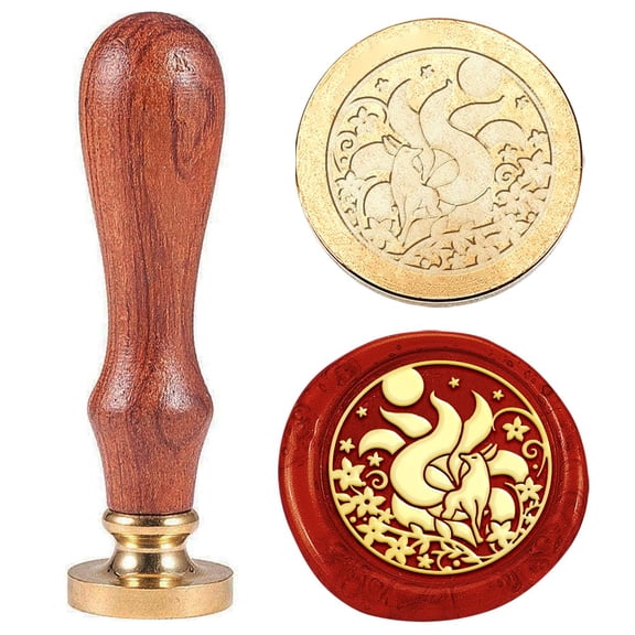 1 Set Brass Seal Stamp with Handle for DIY Scrapbooking Fox 89x30mm