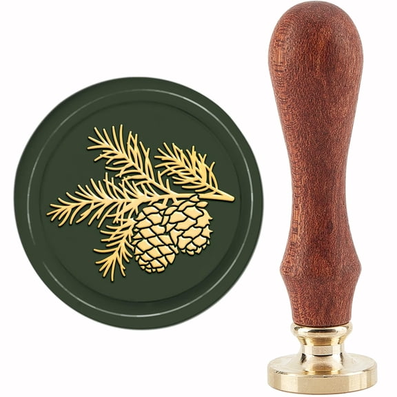 1 Set Brass Seal Stamp with Handle for DIY Scrapbooking Pine Cone Pattern 3.5x1.18 inch(8.9x3cm)