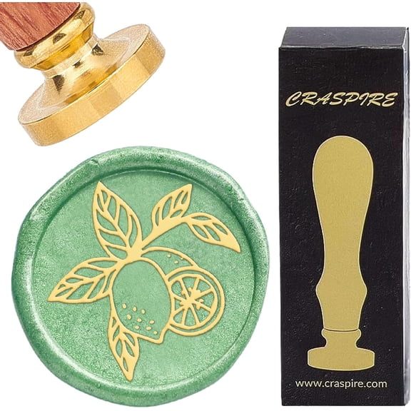 1 Set Brass Seal Stamps with Wood Handle for DIY Scrapbooking Lemon 25mm