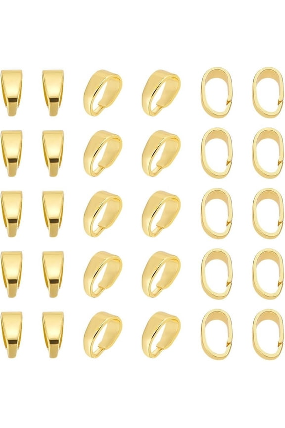 1 Set Brass Snap on Pendant Bails Real 18K Gold Plated 6x2.5x4mm 30pcs