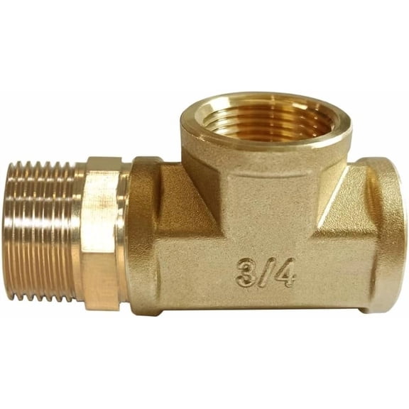 1 Set Brass Tee Pipe Fitting Barstock 3 Way 3/4 Inch NPT Female Male Hose Adapter