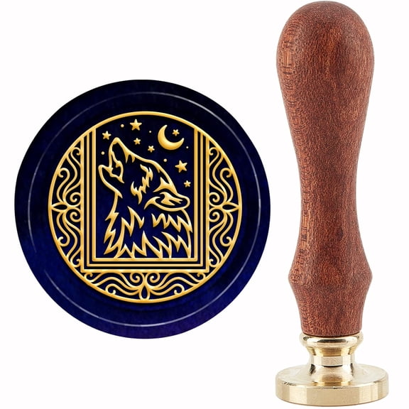 1 Set Brass Wax Seal Stamp with Handle for DIY Scrapbooking Wolf Pattern 3.5x1.18 inch(8.9x3cm) handmade