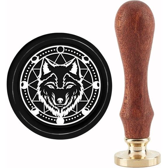 1 Set Brass Wax Seal Stamp with Handle for DIY Scrapbooking Wolf Pattern 89x30mm