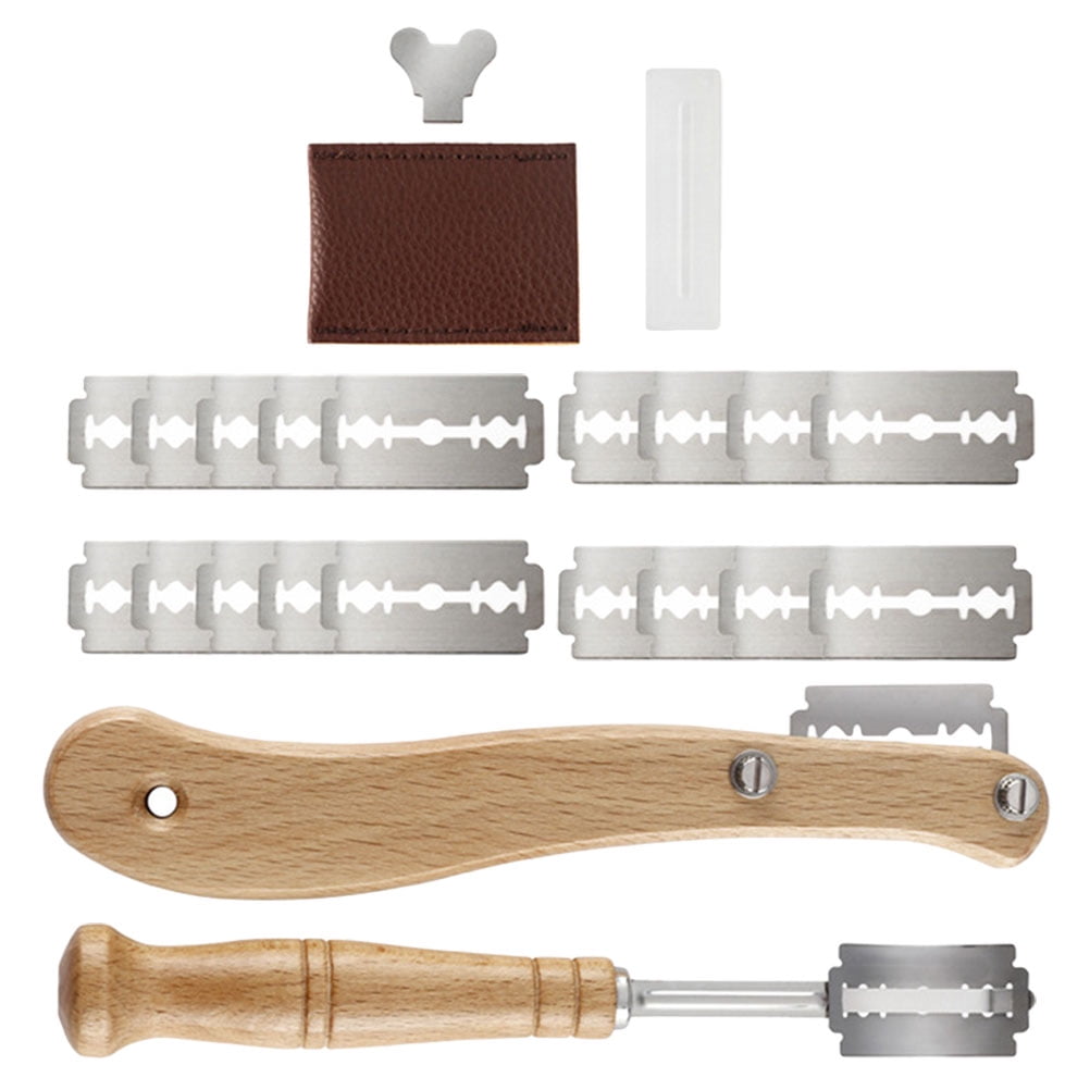 1 Set Bread Lame Slashing Tools Wooden Handle Dough Scoring Tool with