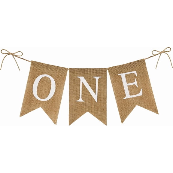 1 Set Burlap First Anniversary Celebration Banner Party Sign Decoration Photo Prop